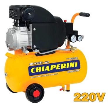 Imagem de Compressor ar elétrico portátil Chiaperini MC 7.6/21-2HP 21L, Amarelo,