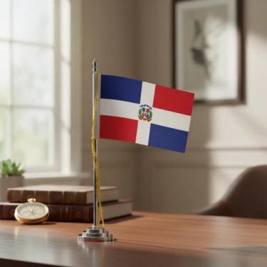 Imagem de Mini Bandeira de Mesa da República Dominicana 15 cm Poliéster - SP Ban