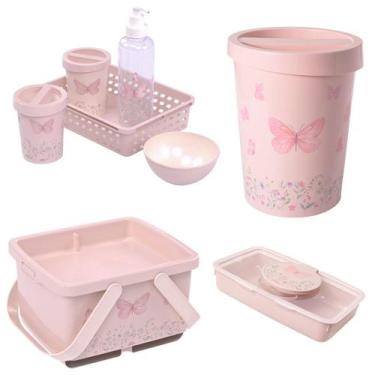 Imagem de Kit Higiene Bebê 4 Pçs Plasútil Lixeira Porta Fraldas Lenços, Jardim E