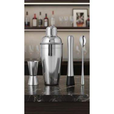 Imagem de Kit Barman Coqueteleira 750ml Inox + Acessórios 4 Peças - Congratulati