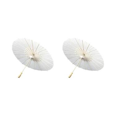 Imagem de Guarda-chuvas De Papel Brancos 60cm Para Casamento, Adereço Fotográfic