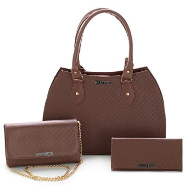 Imagem de Kit Bolsas Femininas Grande + Bolsa Festa + Carteira Feminina (Caramelo Marrom)