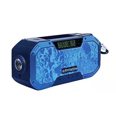 Imagem de Rádio meteorológico, alimentado por energia solar, rádio de emergência de furacão, rádio portátil de alerta meteorológico AM/FMAA alimentado por 4 vias com lanterna, luz de leitura, carregador de celular, alarme SOS (azul camuflado)