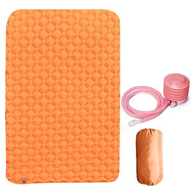 Imagem de GQYYS Tapete de acampamento duplo, colchão inflável para dormir para 2 pessoas, compacto e leve – para caminhadas, mochilão, barraca com bomba de pé