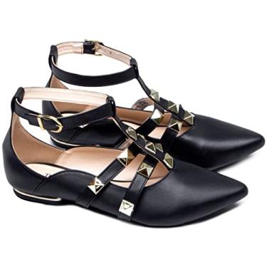 Imagem de SAPATILHA TORRICELA, COM TIRAS E PIRAMIDES DOURADA, LINDA, CONFORTAVEL E RESISTENTE (38, PRETO)