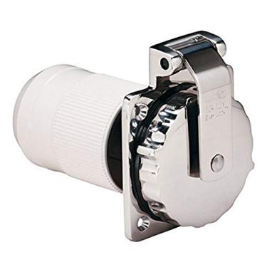 Imagem de Marinco 6371EL-B Marine 3 fios de aço inoxidável com trava de entrada de energia com compartimento de segurança traseiro (50 Amp, 125 Volts, macho)