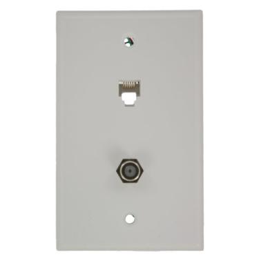 Imagem de Leviton Conector de parede para telefone 40258-W, 6P6C X F, branco