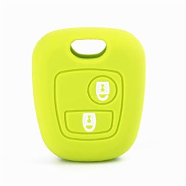 Imagem de Venus-David Silicone 2 Botões Car Key Case Cover Ring Key Bag, apto para Peugeot 107 206 207 307 Citroen C1 C2 C3 C3 C4 Picasso Toyota Aygo, verde maçã