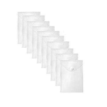 Imagem de YESSART Envelopes de plástico transparente de 18 x 23 cm com fecho de gancho e adesivos para recibos, pacote com 10 (transparente)