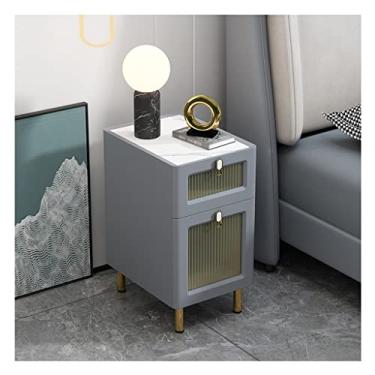 Imagem de Mesas Laterais de Cama Moderna Mesa de Cabeceira Simples Leve Luxo Armário Lateral de Vidro Armário de Cabeceira Madeira Pequeno Sofá Gabinete Mesas de Cabeceira para Quarto (Cor: E)