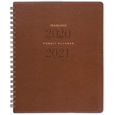 Imagem de Planejador Acadêmico 2020-2021, Planejador Semanal e Mensal AT-A-GLANCE, 21 x 28 cm, grande, Coleção Assinatura, Marrom (YP905A-09)