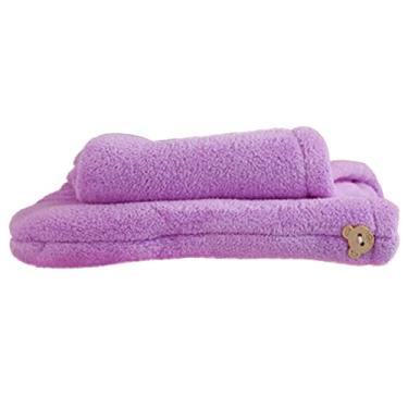 Imagem de cabelo para cabelo molhado, cabelo microfibra - cabelo microfibra envoltório absorvente turbante torção, secagem rápida bonés cabelo com botões para mulheres Znet-au