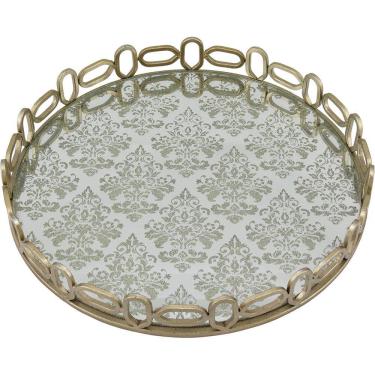 Imagem de PLATEAU BANDEJA 6x40x40cm METAL DOURADO ESPELHADO