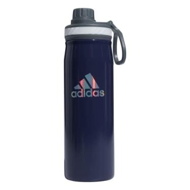 Imagem de adidas Garrafa de água de metal de 600 ml, aço inoxidável 18/8 isolada de parede dupla quente/fria, Azul marinho/cinza onix/prata refletiva, 20 Ounces