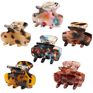Imagem de 6 clipes de garra de cabelo pequenos, 3,5 cm, prendedores de garra de tartaruga para mulheres e meninas, tamanho mini, estampa de leopardo, garra de cabelo de acrílico, design francês, clipes de mandíbula, antiderrapante, fixação forte, prendedor de cabelo (conjunto 02)