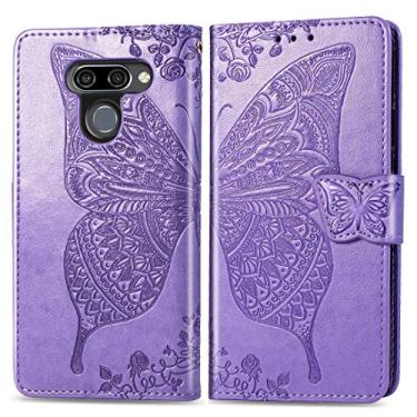 Imagem de YUNCHAO Caixa de telefone Butterfly Love Flores Embossing Horizontal Flip Capas de Couro para LG K50, com suporte e Cartão Slots & Carteira e Cordão capa para celular