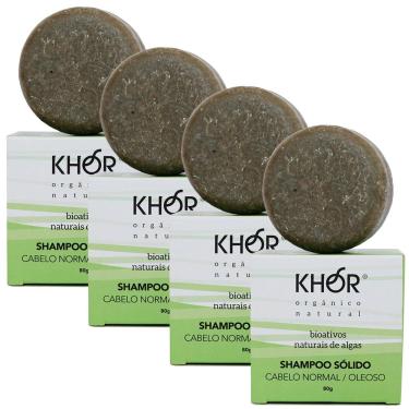 Imagem de Kit 4 Shampoo Sólido Cabelos Normais e Oleosos 80g Khor Khor Cosmetics 