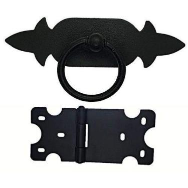 Imagem de Kit 5 Puxadores Chapa Rustica + 10 Dobradiças Mexicana