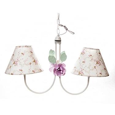 Imagem de Potinho de Mel Lustre Com 2 Lâmpadas Simples 2 Flores Quarto Bebê Infantil Menina Rosa
