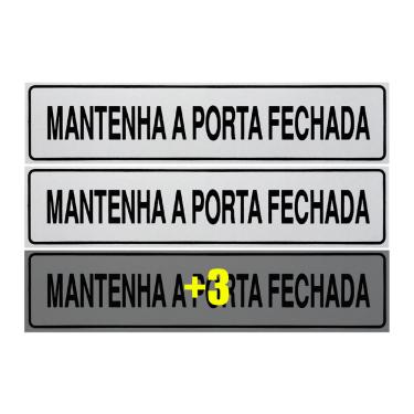 Imagem de Combo 6 Placas De Sinalização Mantenha A Porta Fechada 30x7 Acesso - B-514 F9e