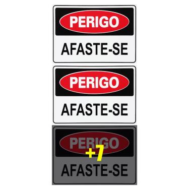 Imagem de Combo 10 Placas De Sinalização Perigo Afaste-se 30x20 Acesso - S-218/1 F9e