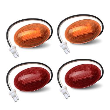 Imagem de HERCOO Lâmpadas traseiras dianteiras de LED para para-lama com duas camas, compatíveis com Ford 1999-2010 F350 F450 F550 Super Duty, âmbar e vermelho