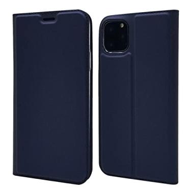 Imagem de DENSUL Capa carteira para iPhone 14/14 Pro/14 Plus/14 Pro Max, capa fina simples com porta-cartão de adsorção magnética flip capa de couro TPU bumper à prova de choque, azul, 14 Plus 6,7 polegadas