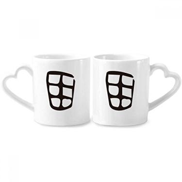 Imagem de Conjunto de canecas de porcelana com inscrição de osso de sobrenome chinês Tian Couple com coração de cerâmica