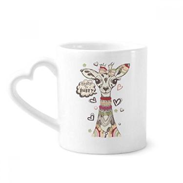 Imagem de Caneca colorida de animais de desenho de girafa caneca de café cerâmica copo de coração de vidro