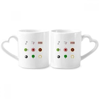 Imagem de Conjunto de canecas de porcelana cassino pequeno elemento ilustração casal conjunto de canecas de cerâmica para amantes de coração