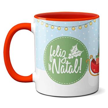 Imagem de Caneca Árvore De Natal Presente Fofo Trenó Papai Noel (Vermelha)