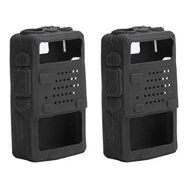 Imagem de Tgoon Capa Walky Talky, capa protetora de silicone para walkie talkie de qualidade para rádios de escritório de segurança de longo alcance com capa macia de gel para Baofeng Uv ? 5r (preto)