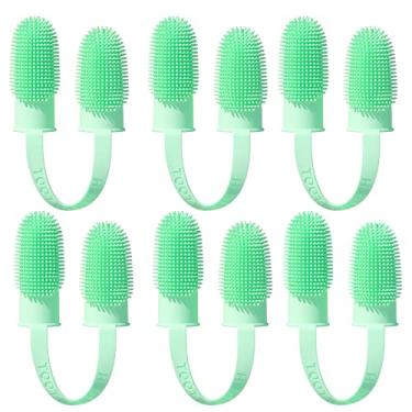 Imagem de Myweyde Escova de Dentes de Dedos Duplos, 6 Pcs Creative Convenient Cat Toothbrush Finger, Escova de Dedos para Cães Pequenos (Blue green)
