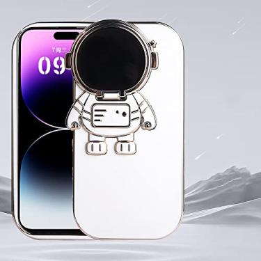 Imagem de Flip astronauts cover para iphone 14 13 12 suporte invisível capa de telefone móvel gradiente brilho chapeamento manga macia, T3, para iPhone 13 Pro