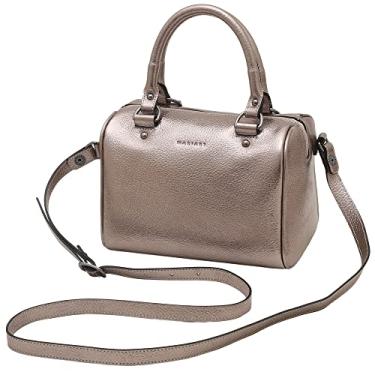 Imagem de Bolsa Baú Feminina Transversal de Couro Bovino Legítimo Mariart Iguaçu (Onix)