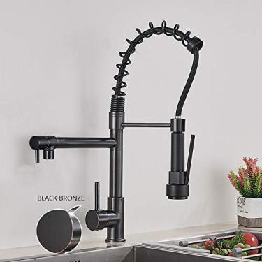 Imagem de Torneira de cozinha de latão Torneira de lavatório torneira misturadora de mola bicas giratórias duplas torneiras misturadoras de água quente e fria torneiras de banheiro, b