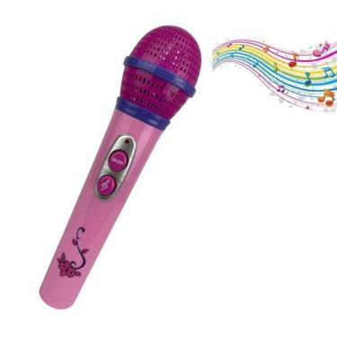 Imagem de Microfone Infantil Com Som Fenix - Rosa - Brinquedo Musical Karaoke Cr
