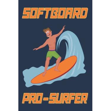 Imagem de Softboard Pro-Surfer: Notizbuch (6“ x 9“ ~ DinA5) 120 linierte Seiten Personalisiertes Notizbuch / Skizzenbuch / Tagebuch mit lustigem Strand-Meer-Motiv als Geschenk zu allen möglichen Anlässen