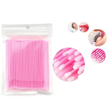 Imagem de Generic 50 Hastes Flexíveis Cotonetes Batom Lash Extensão Cílios Sem Crueldade Animal Rosa Par de Cílios Falsos