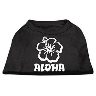 Imagem de Mirage Pet Products Camiseta com estampa de flor Aloha, GG, preta