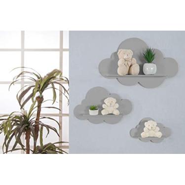 Imagem de Trio De Nichos Modelo Nuvem Em Mdf Quarto De Bebê Cinza