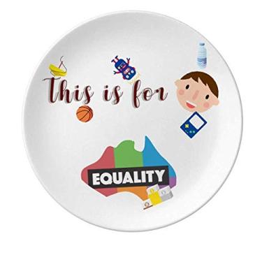 Imagem de Diferença de gênero australiano arco-íris igualdade prato de porcelana jantar redondo menino homem