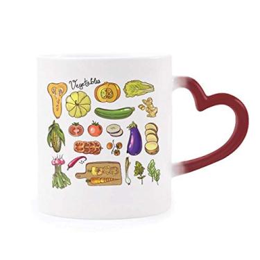Imagem de Caneca vegetais, berinjela, abóbora, gengibre, sensível ao calor, caneca de grés que muda de cor vermelha