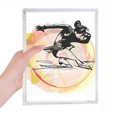 Imagem de Caderno de ilustração de patinação em aquarela com desenho de folhas soltas diário recarregável