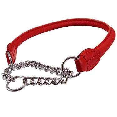 Imagem de Gargantilha de couro genuíno com coleira para cachorro Martingale vermelho 7 tamanhosDogs My Love #5 - Neck Circumf.13.75"-15.5" vermelho AM-Z-514-3