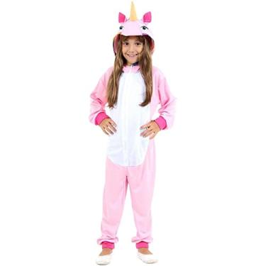Imagem de Fantasias Unicórnio Infantil Pijama Rosa com Touca + NF (G 9-12)