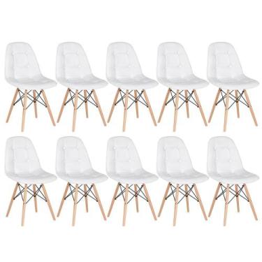 Imagem de Kit - 10 X Cadeiras Estofadas Eames Eiffel Botonê - Base De Madeira Cl