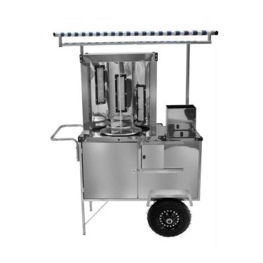 Imagem de Carrinho de Churrasco Grego Inox com Toldo Rodas Pneumáticas