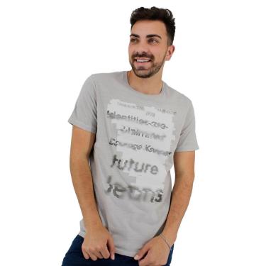 Imagem de Camiseta Calvin Klein Jeans Masculina Identities Cut Cinza-Masculino