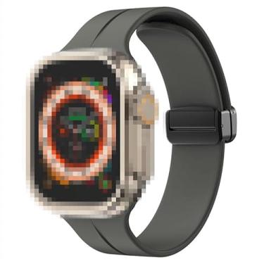 Imagem de Pulseira de silicone Magnética marca 123Smart compativel com Apple Watch 1 2 3 4 5 6 7 8 SE Ultra 42mm 44mm 45mm 49mm (musgo cinzento)